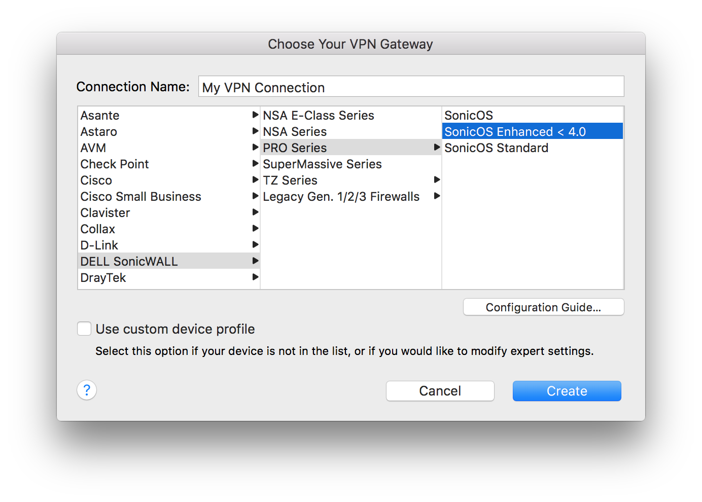 sonicwall mobile connect mac setup