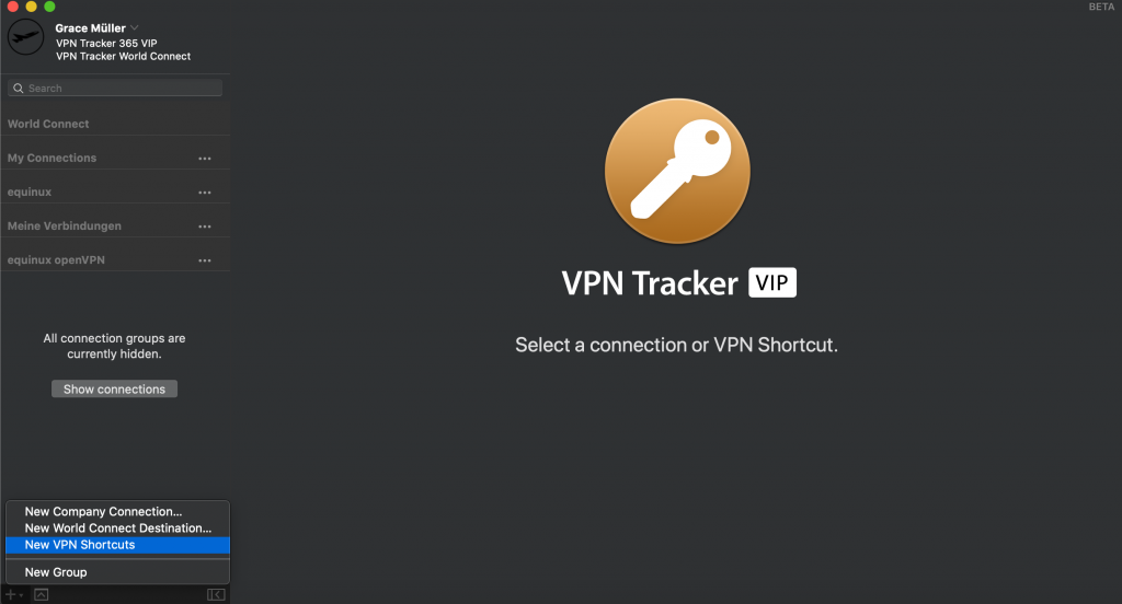 VPN Tracker 365 app window