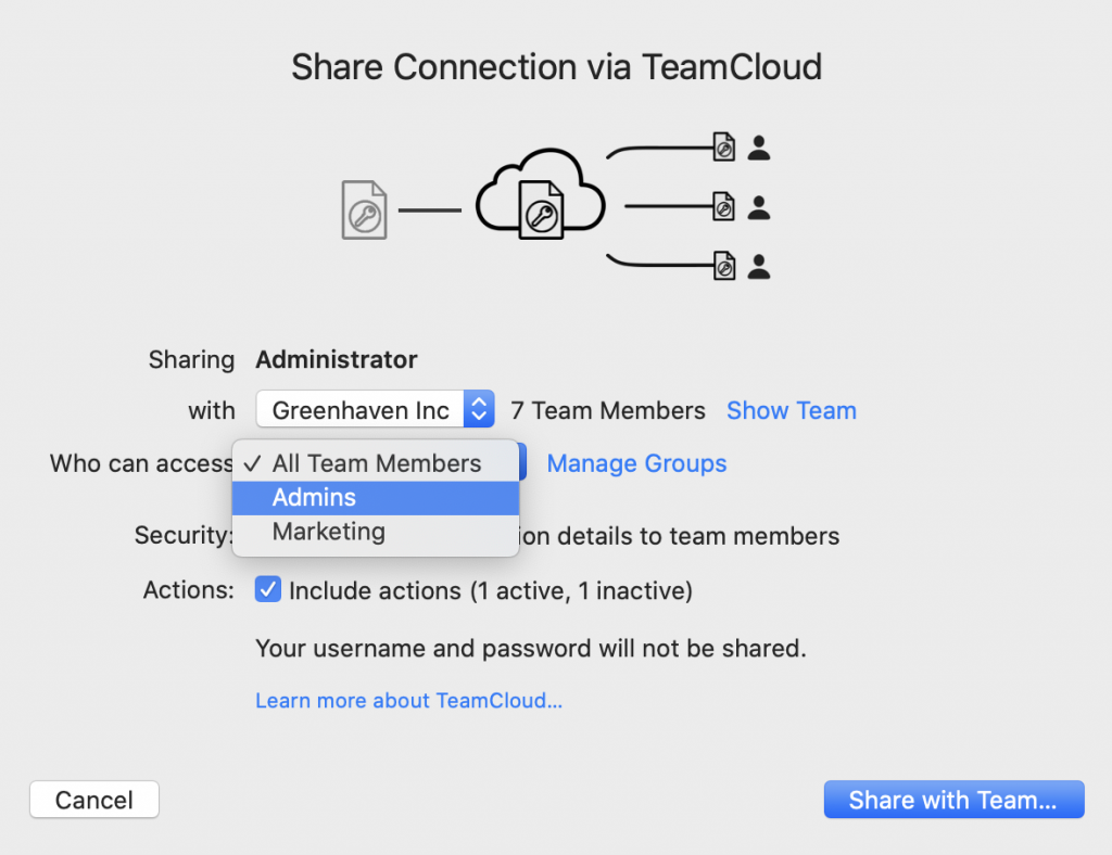 Sharing a VPN connection with a user group in TeamCloud