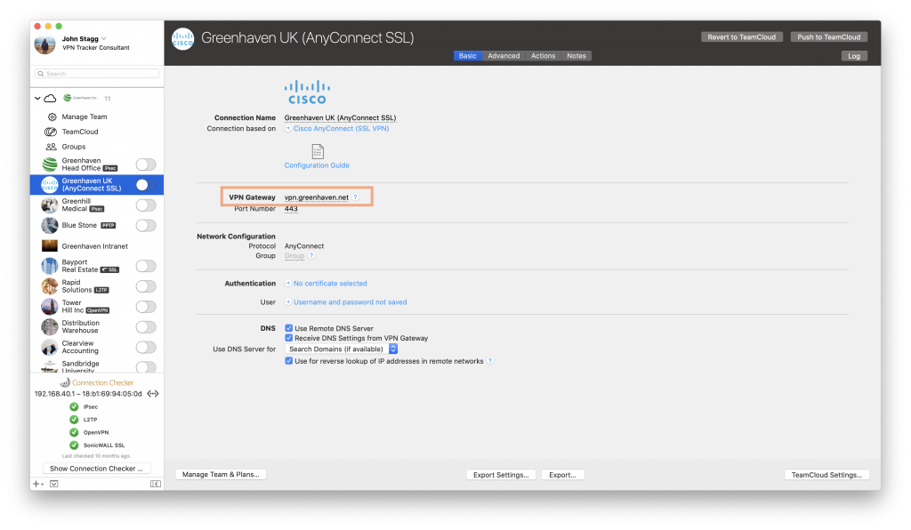 setting up a Cisco anyconnect ssl vpn connection in vpn tracker 365