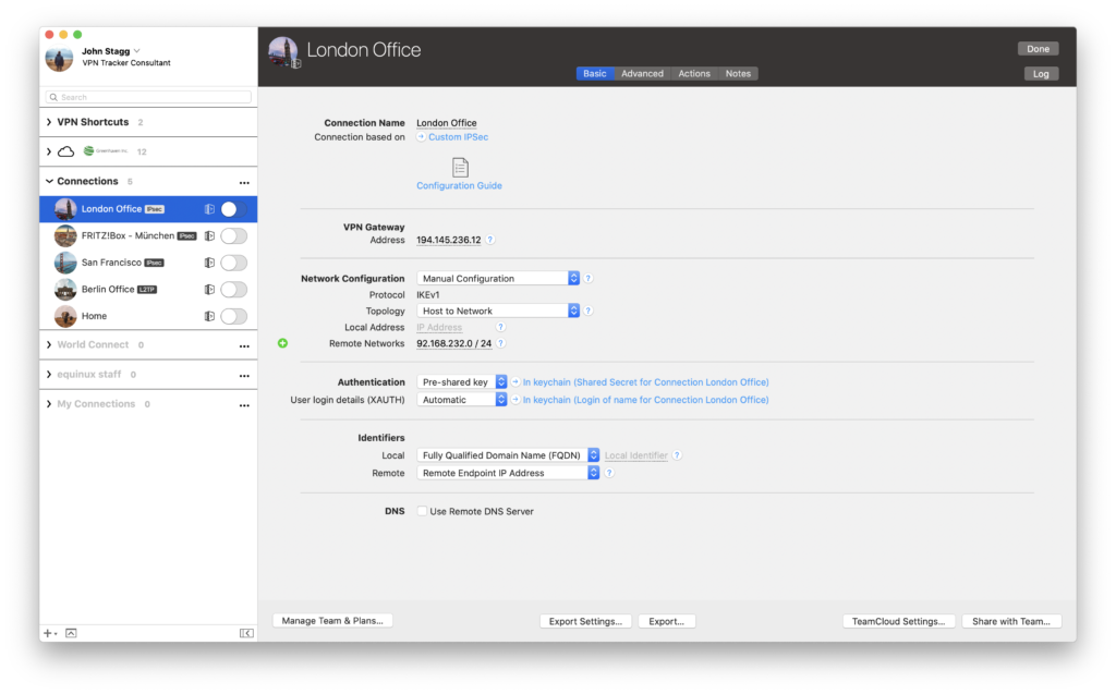 configuring IPSec VPN in VPN Tracker