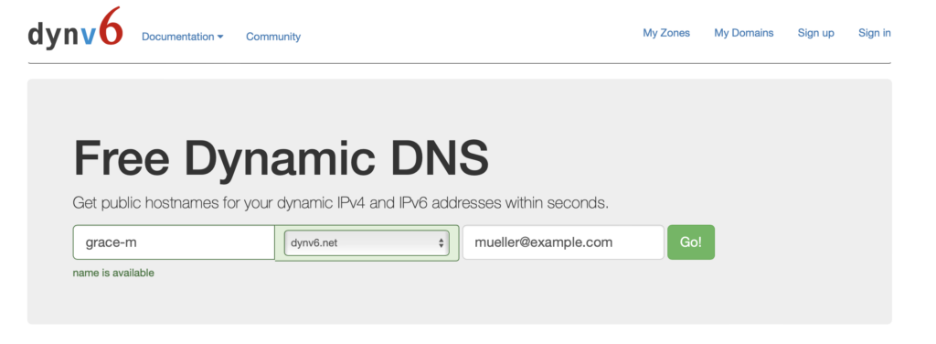Register for Dynamic DNS free online