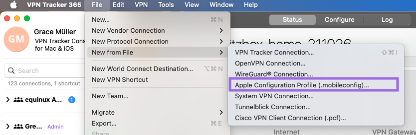 Neu: Einfacher Mobileconfig-Import in VPN Tracker für Mac